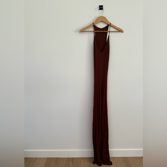 Enza Costa Maxi Rib Tank Dress in Burnt Orange - Picture 2 of 3
